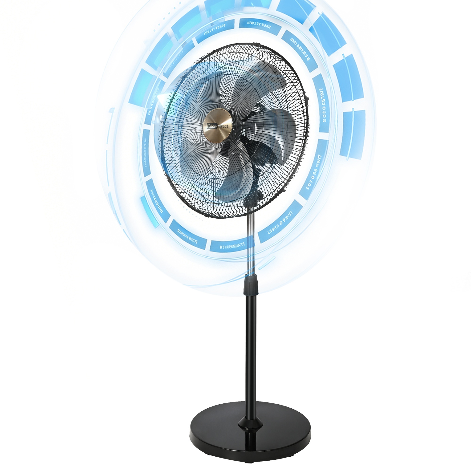 EdenDirect 4500 CFM 20" High Velocity Pedestal Oscillating Fan, 5-Speed Heavy Duty Metal Standing Shop Fan with Aluminum Blades for Commercial, Residential, and Garage, UL Listed